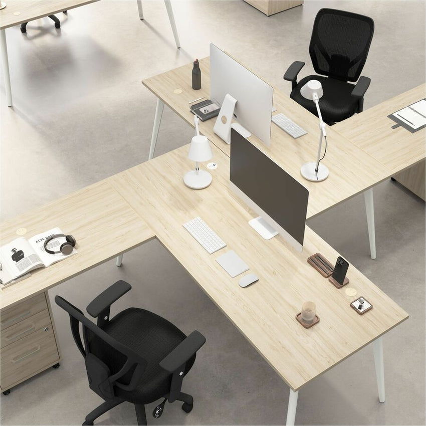 Bush Furniture Vista 60"W L - Shaped Desk with Return & Mobile File Cabinet (VST008X) - SchoolOutlet