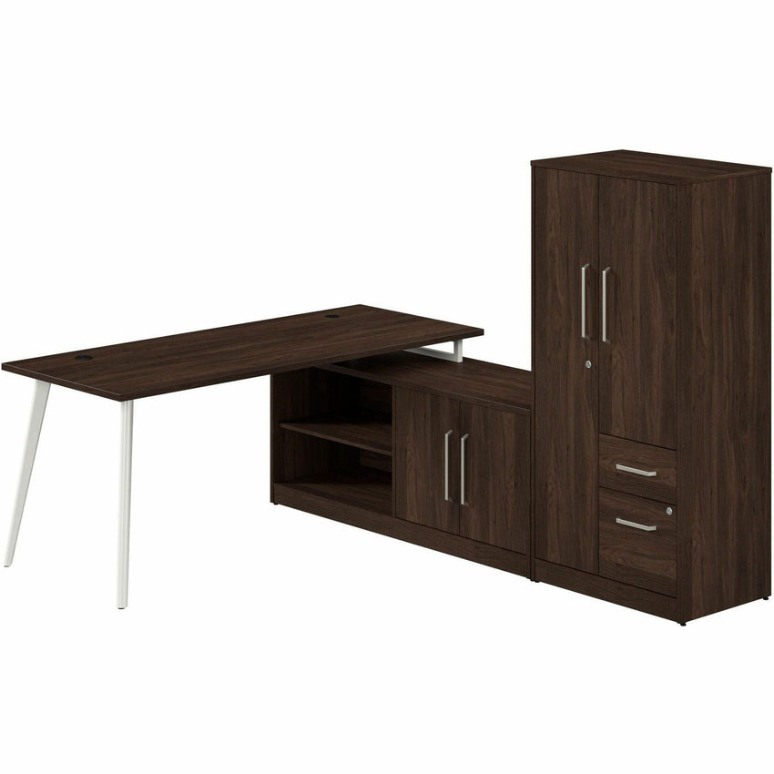 Bush Furniture Vista 72"W L - Shaped Desk with Low Storage Cabinet & Wardrobe (VST009X) - SchoolOutlet