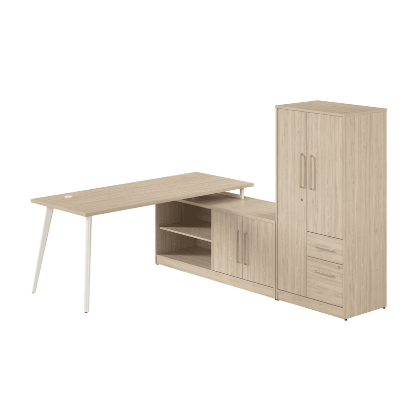 Bush Furniture Vista 72"W L - Shaped Desk with Low Storage Cabinet & Wardrobe (VST009X) - SchoolOutlet