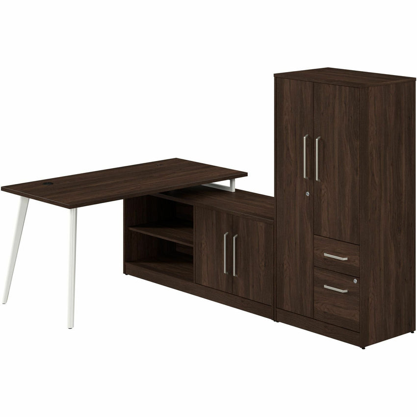 Bush Furniture Vista 60"W L - Shaped Desk with Low Storage Cabinet & Wardrobe (VST010X) - SchoolOutlet