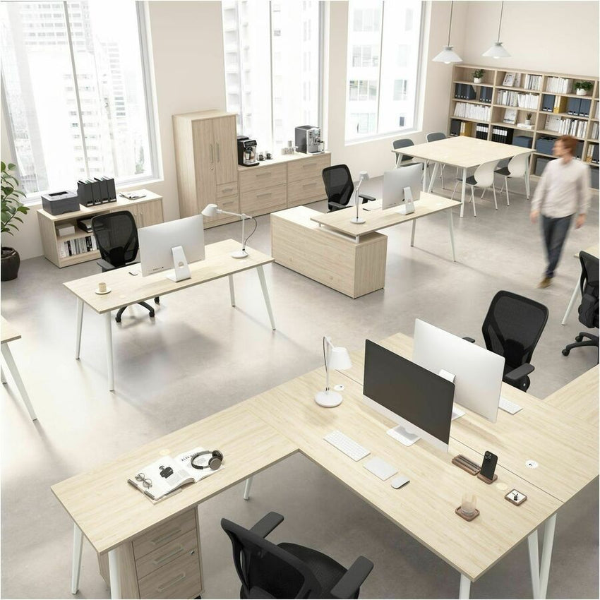 Bush Furniture Vista 60"W L - Shaped Desk with Low Storage Cabinet & Wardrobe (VST010X) - SchoolOutlet