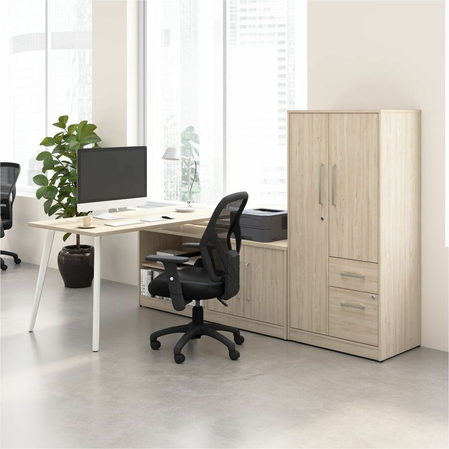 Bush Furniture Vista 60"W L - Shaped Desk with Low Storage Cabinet & Wardrobe (VST010X) - SchoolOutlet