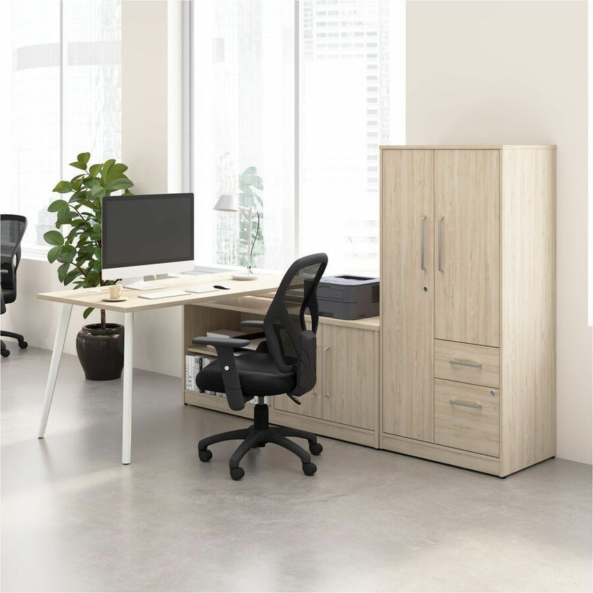 Bush Furniture Vista 60"W L - Shaped Desk with Low Storage Cabinet & Wardrobe (VST010X) - SchoolOutlet