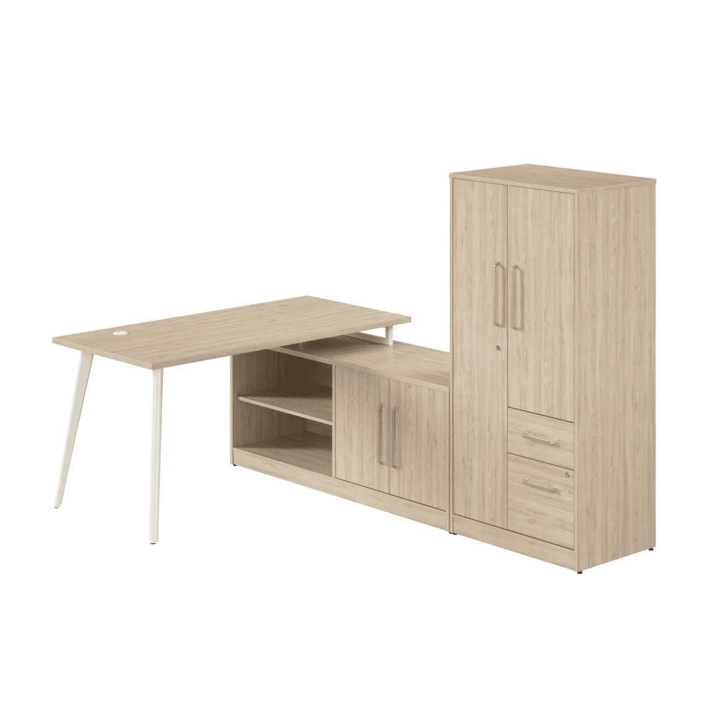 Bush Furniture Vista 60"W L - Shaped Desk with Low Storage Cabinet & Wardrobe (VST010X) - SchoolOutlet