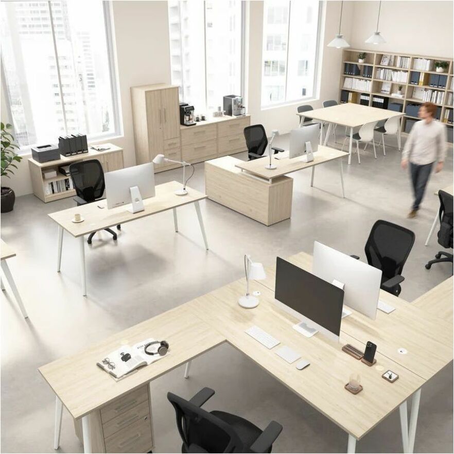 Bush Furniture Vista Office Furniture Collection - 60"W Desk with File Cabinet & 5 - Shelf Bookcase (VST - 012X) - SchoolOutlet