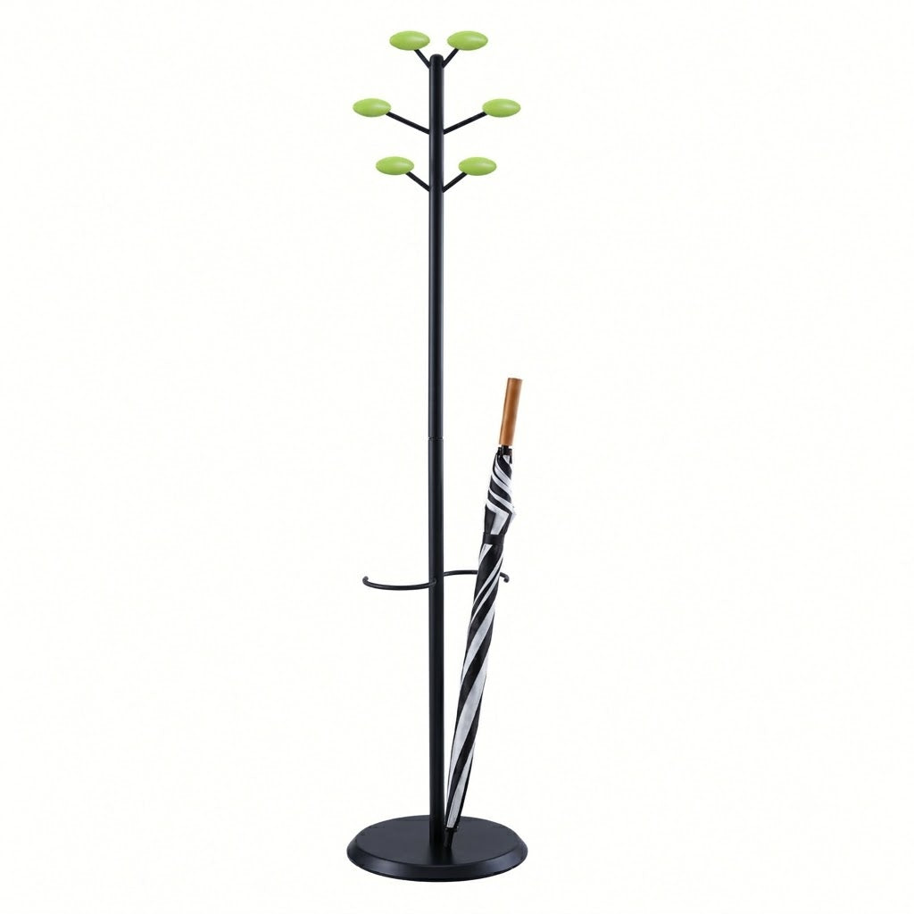 Magnuson Architectural Steel Coat Tree with 6 Wood Knobs 15"W x 15"D x 67"H (MAG-MET)