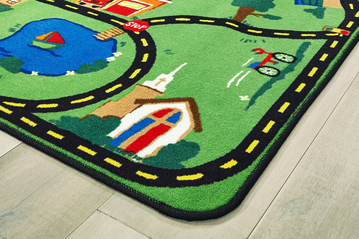 Carpets for Kids Cruisin Around the Town Play Rug, Green, 6' x 9' (CFK ...