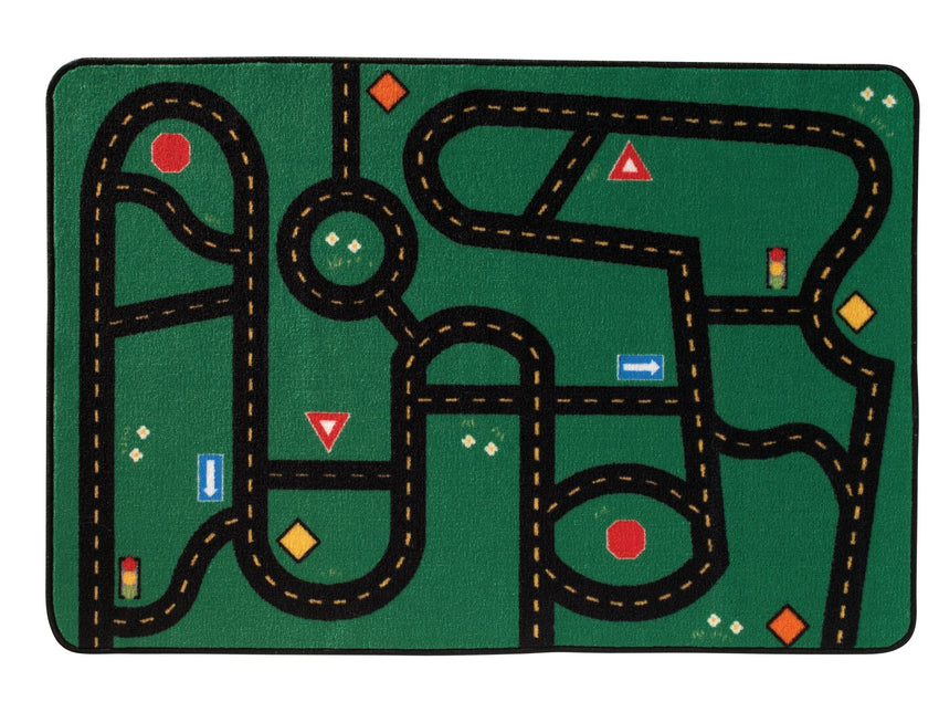 Carpets for Kids Go - Go Driving Play Value Rug, Green, 3' x 4'6" (CFK - 36.22) - SchoolOutlet
