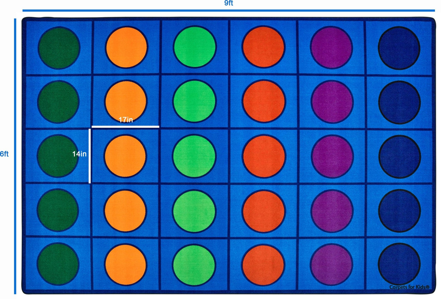 Carpets for Kids Seating Circles Rug, Blue, 6' x 9' (CFK - 4216) - SchoolOutlet