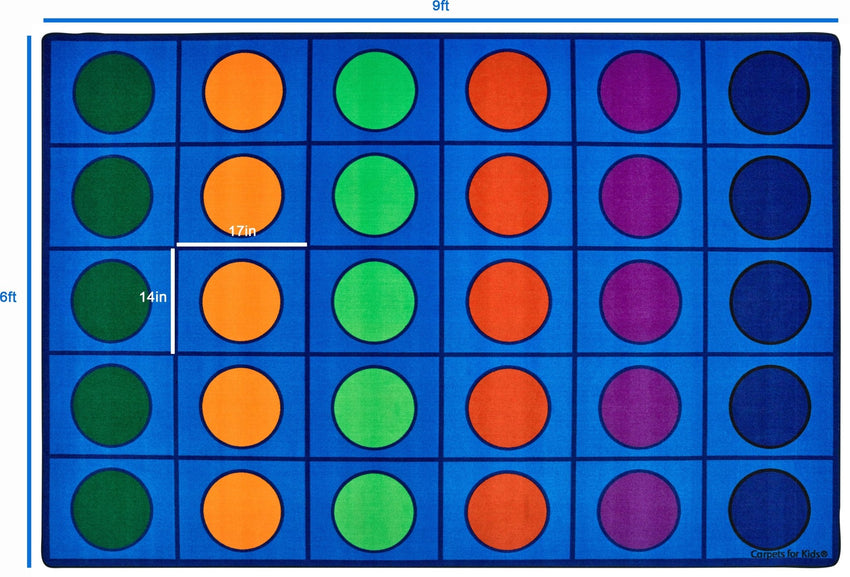 Carpets for Kids Seating Circles Rug, Blue, 6' x 9' (CFK - 4216) - SchoolOutlet