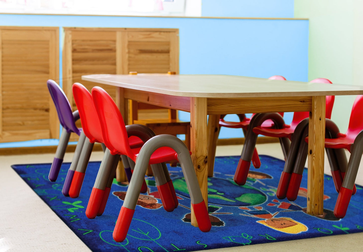 Carpets for Kids Give The Planet A Hug Rug, Blue, 6' x 9' (CFK - 4415) - SchoolOutlet