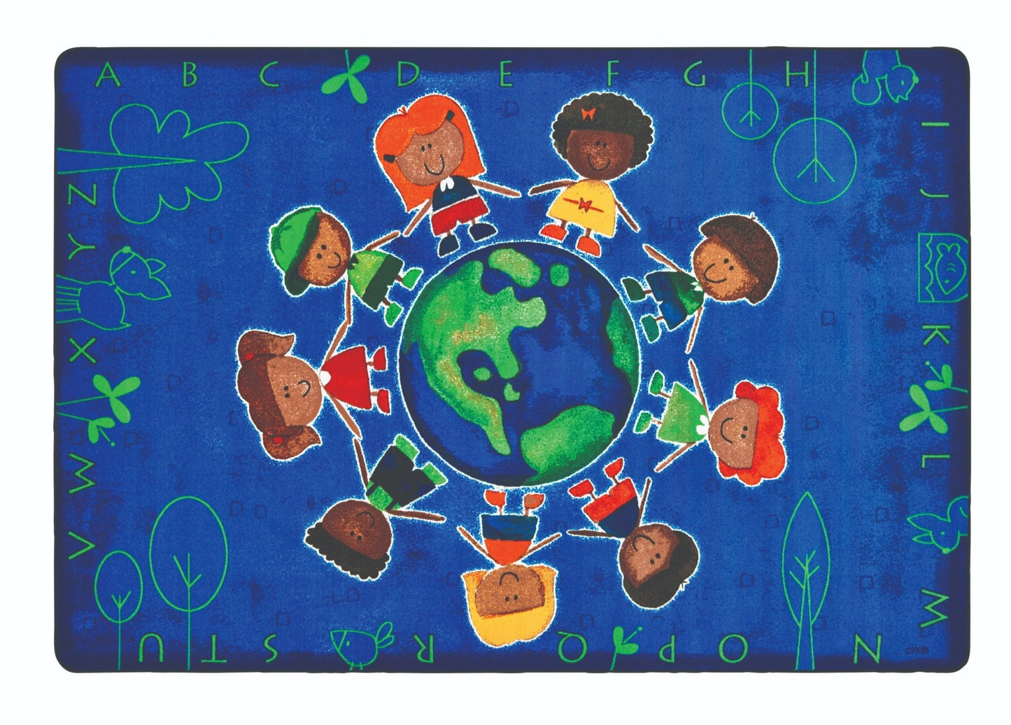 Carpets for Kids Give The Planet A Hug Rug, Blue, 6' x 9' (CFK - 4415) - SchoolOutlet