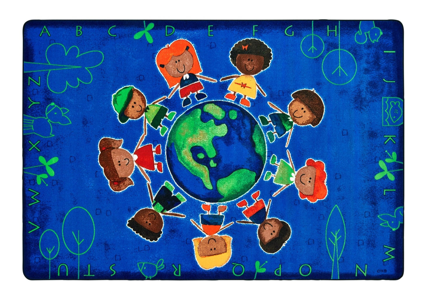 Carpets for Kids Give The Planet A Hug Rug, Blue, 6' x 9' (CFK - 4415) - SchoolOutlet