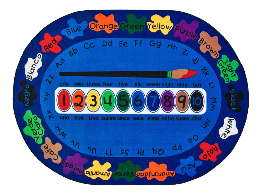 Carpets for Kids Bilingual Paint by Numero Oval Rug, Multi Color, 8'3" x 11'8" (CFK - 5316) - SchoolOutlet