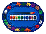 Carpets for Kids Bilingual Paint by Numero Oval Rug, Multi Color, 6'9