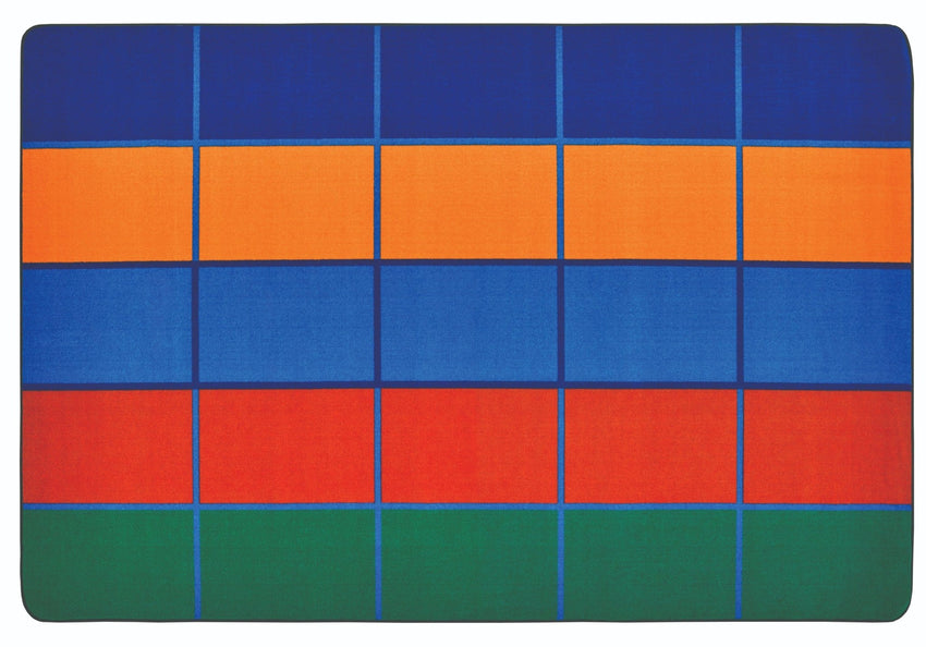 Carpets for Kids Color Blocks Value Seating Rug - 6' x 9' (Blue) - SchoolOutlet