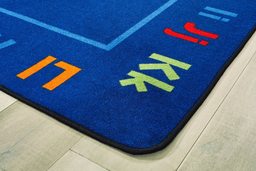 Carpets for Kids Alphabet Value Rug Rectangle, Blue, 6' x 9' (CFK - 72.88) - SchoolOutlet
