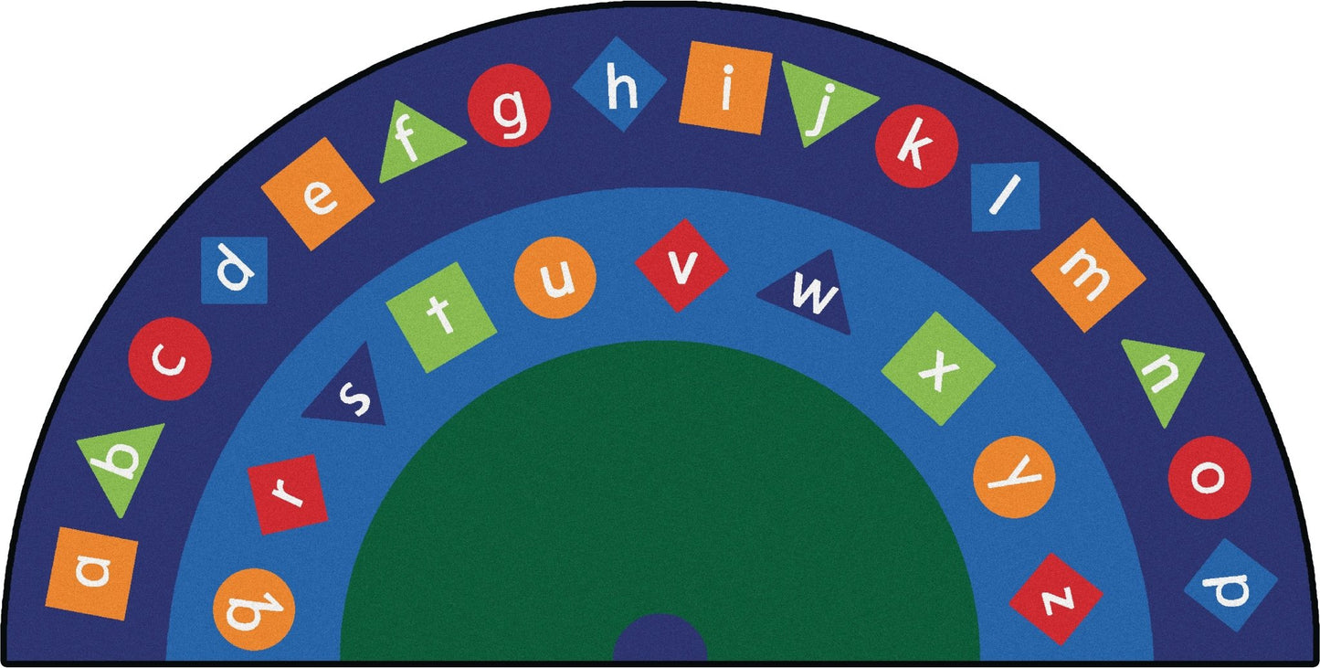 Carpets for Kids Alpha Shapes Seating Semi - Circle Multi Color Rug, 6'8" x 13'4" - SchoolOutlet