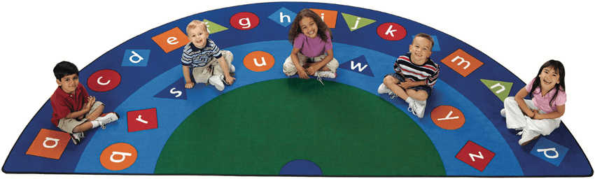 Carpets for Kids Alpha Shapes Seating Semi - Circle Multi Color Rug, 6'8" x 13'4" - SchoolOutlet