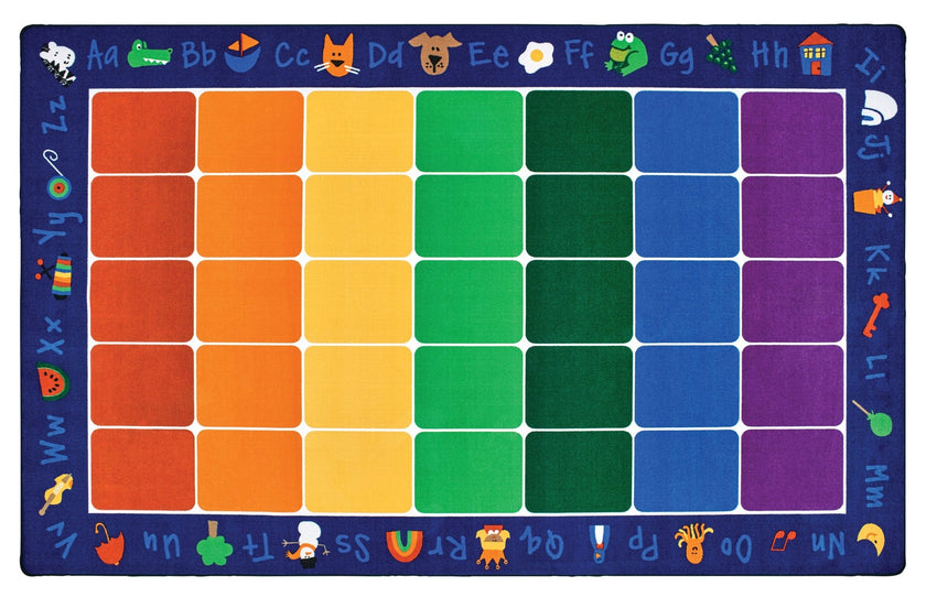 Carpets for Kids Fun with Phonics Seating Rug, Multi Color, 7'6" x 12' (CFK - 9612) - SchoolOutlet