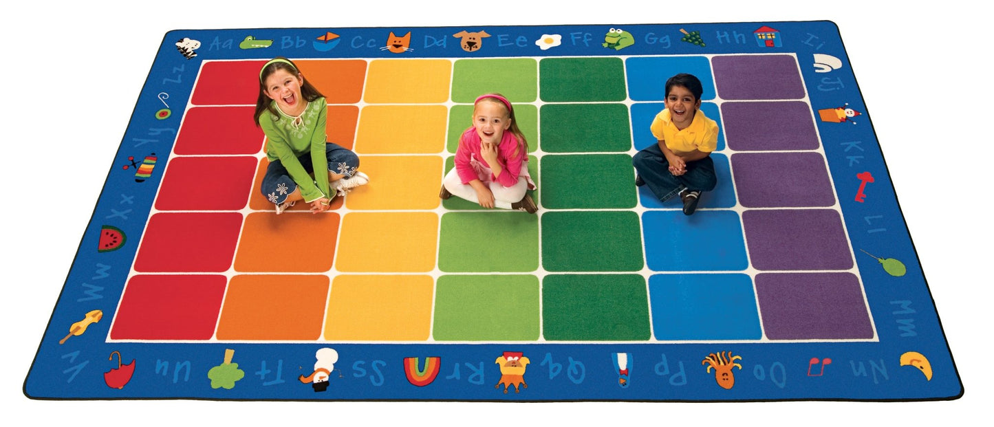 Carpets for Kids Fun with Phonics Seating Rug, Multi Color, 8'4" x 13'4" (CFK - 9614) - SchoolOutlet