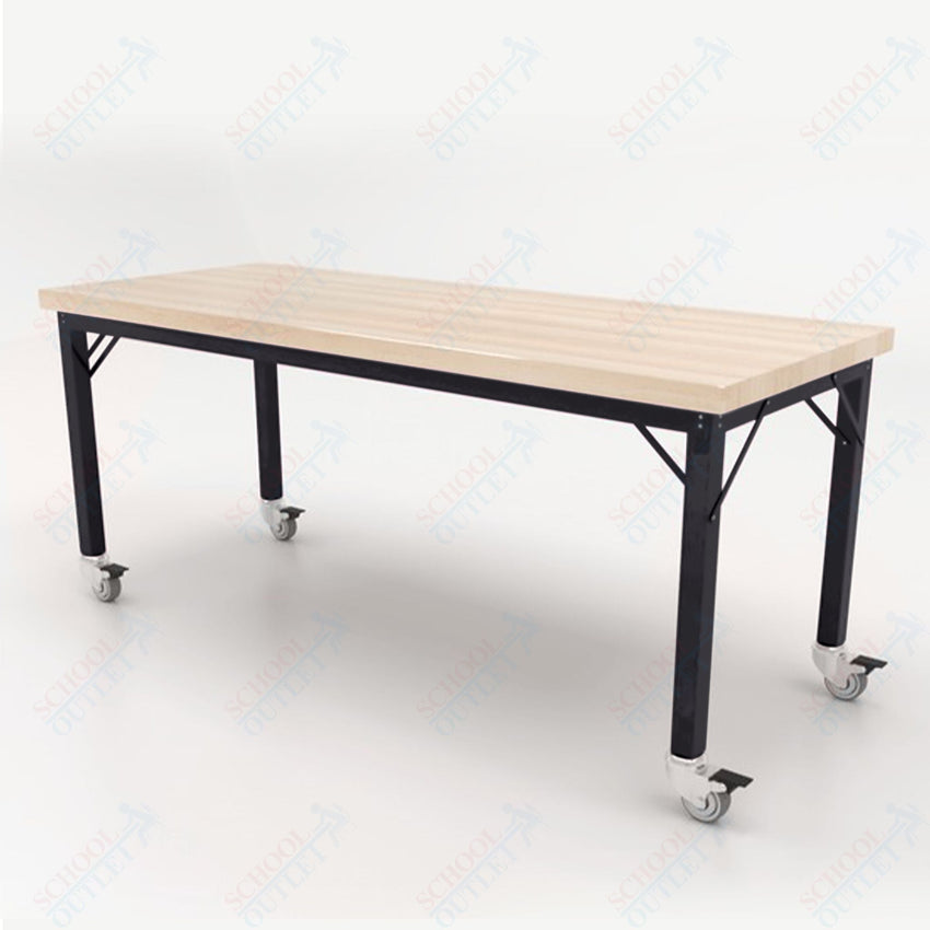 CEF Brainstorm Workbench 26" Height with Maple Butcher Block Top and Steel Frame for Kindergarten - 2nd Grade - SchoolOutlet