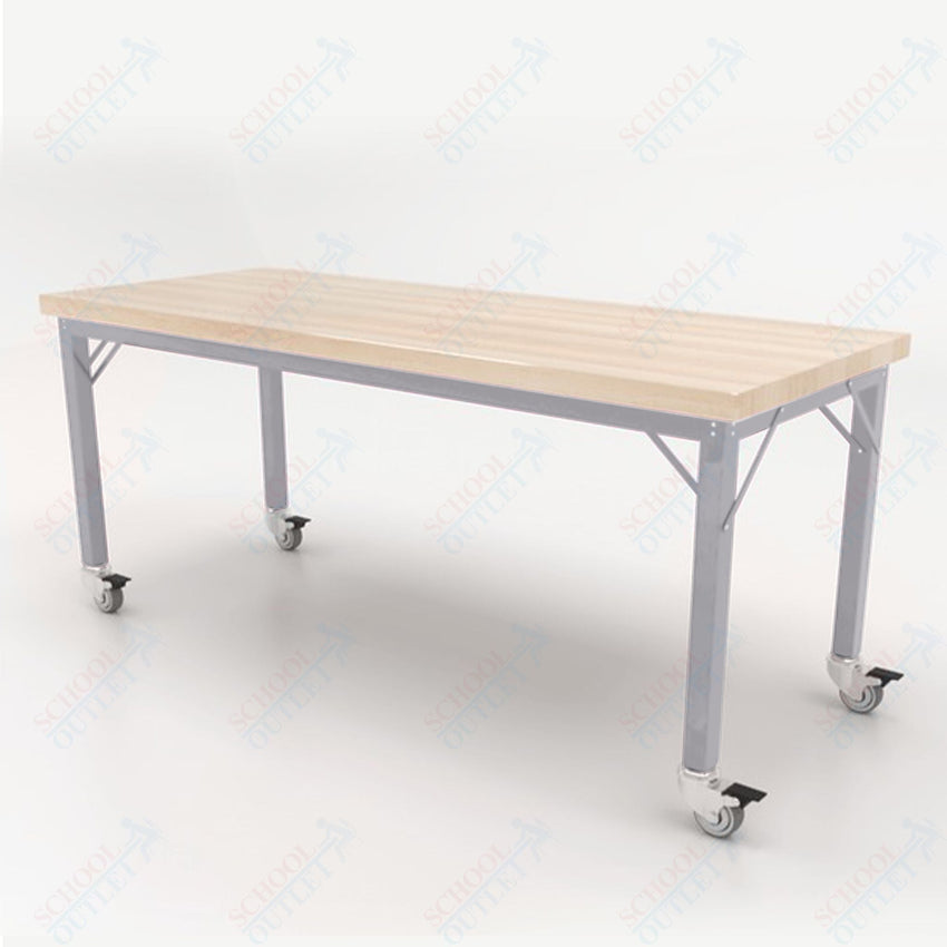 CEF Brainstorm Workbench 26" Height with Maple Butcher Block Top and Steel Frame for Kindergarten - 2nd Grade - SchoolOutlet