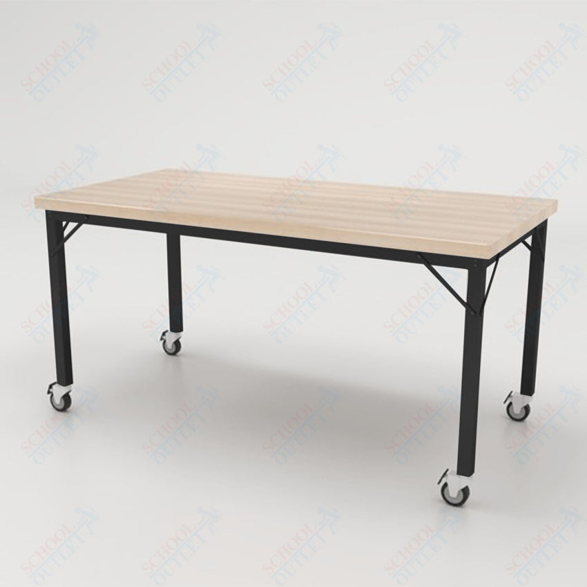 CEF Brainstorm Workbench 30" Height with Maple Butcher Block Top and Steel Frame for 3rd Grade and Up - SchoolOutlet