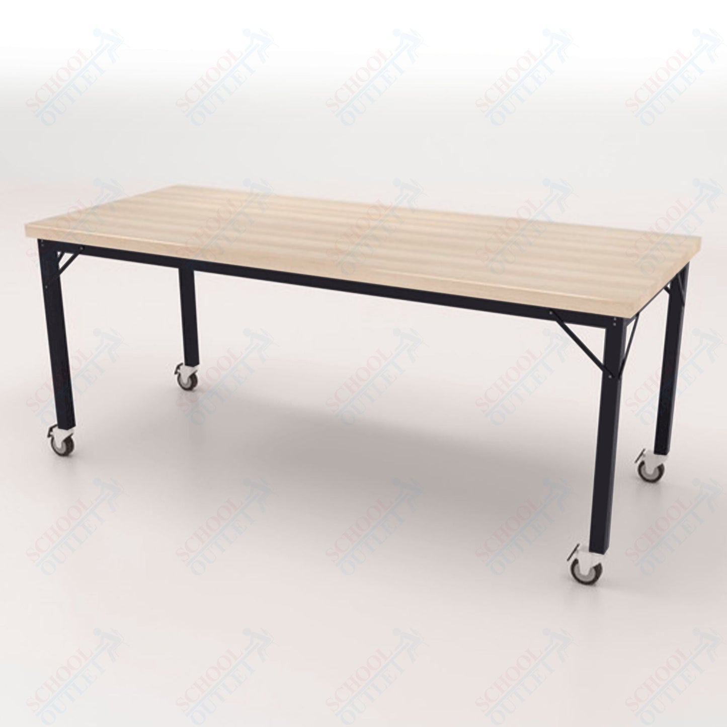 CEF Brainstorm Workbench 30" Height with Maple Butcher Block Top and Steel Frame for 3rd Grade and Up - SchoolOutlet