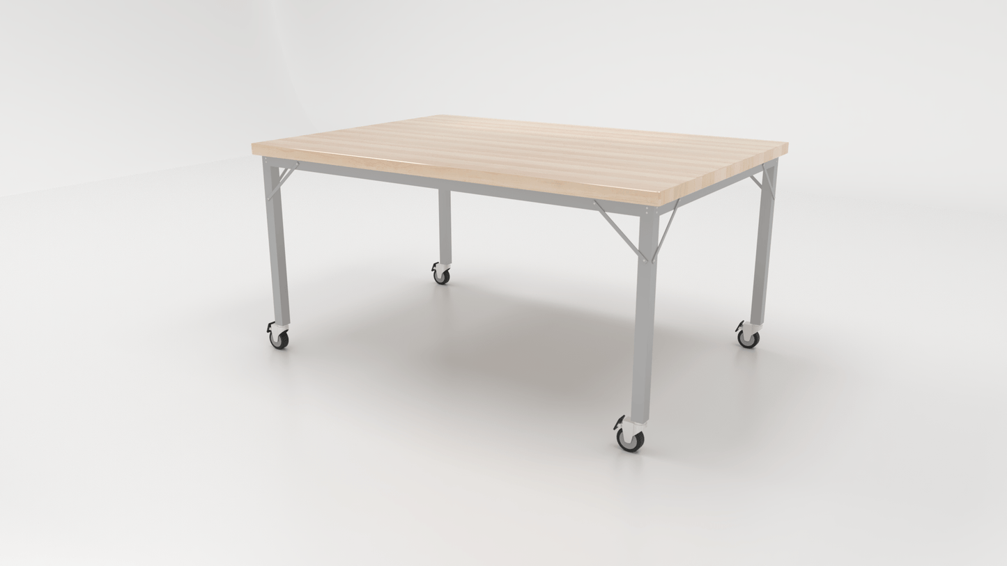 CEF Brainstorm Workbench 30" Height with Maple Butcher Block Top and Steel Frame for 3rd Grade and Up - SchoolOutlet