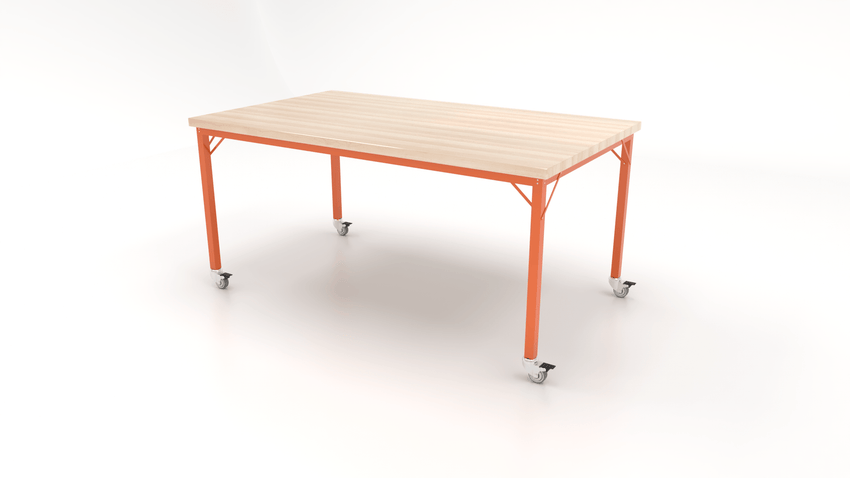 CEF Brainstorm Workbench 34" Height with Maple Butcher Block Top and Steel Frame for 3rd Grade and Up ADA Compliant - SchoolOutlet