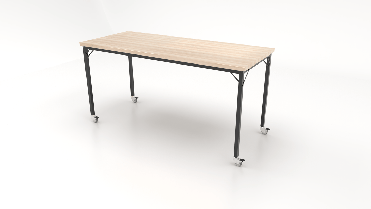 CEF Brainstorm Workbench 42" Height with Maple Butcher Block Top and Steel Frame for 6th Grade and Up - SchoolOutlet