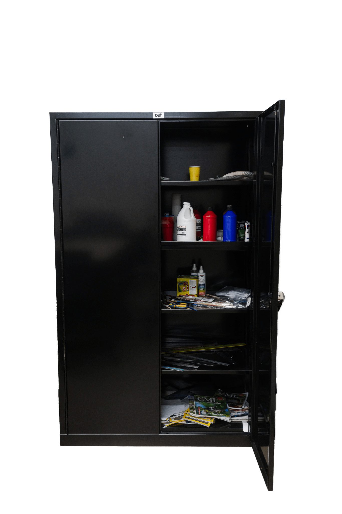 CEF Forge Heavy Duty Black Metal Storage Cabinet with Double Door, 48" Wide x 78" Tall - Includes 4 Adjustable Shelves (CEF - FC - 4878 - 5S - DD) - SchoolOutlet
