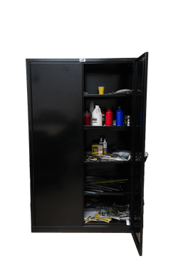 CEF Forge Heavy Duty Black Metal Storage Cabinet with Double Door, 48" Wide x 78" Tall-Includes 4 Adjustable Shelves (CEF-FC-4878-5S-DD)