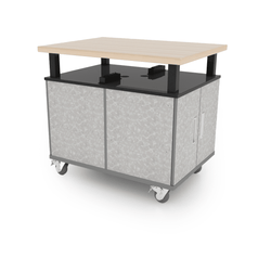 CEF Forge Durabench - Double-sided cabinet with 8 Gratnells trays per side and Elevated Maple Butcher Block Top 30"W x 40"L (CEF-FORGE-DBEN-3040-BIN-BIN-XXX-BB)