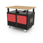 CEF Forge Durabench - Double - sided cabinet with 8 Gratnells trays per side and Elevated Shop Top 30