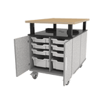 CEF Forge Durabench - Double - sided cabinet with 8 Gratnells trays per side and Elevated Shop Top 30