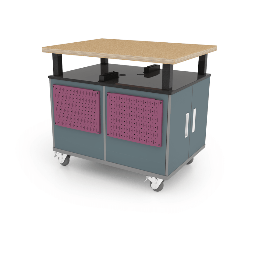 CEF Forge Durabench - Double - sided cabinet with 4 Split Shelves on each side and Elevated Shop Top 30"W x 40"L (CEF - FORGE - DBEN - 3040 - SHV - SHV - XXX - ST) - SchoolOutlet