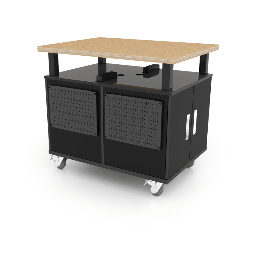 CEF Forge Durabench - Double - sided cabinet with 4 Split Shelves on each side and Elevated Shop Top 30"W x 40"L (CEF - FORGE - DBEN - 3040 - SHV - SHV - XXX - ST) - SchoolOutlet