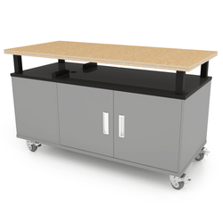 CEF Forge Durabench - Single-sided cabinet with 8 Gratnells trays and Elevated Shop Top 30"W x 63"L (CEF-FORGE-DBEN-3063-BIN-XXX-ST)