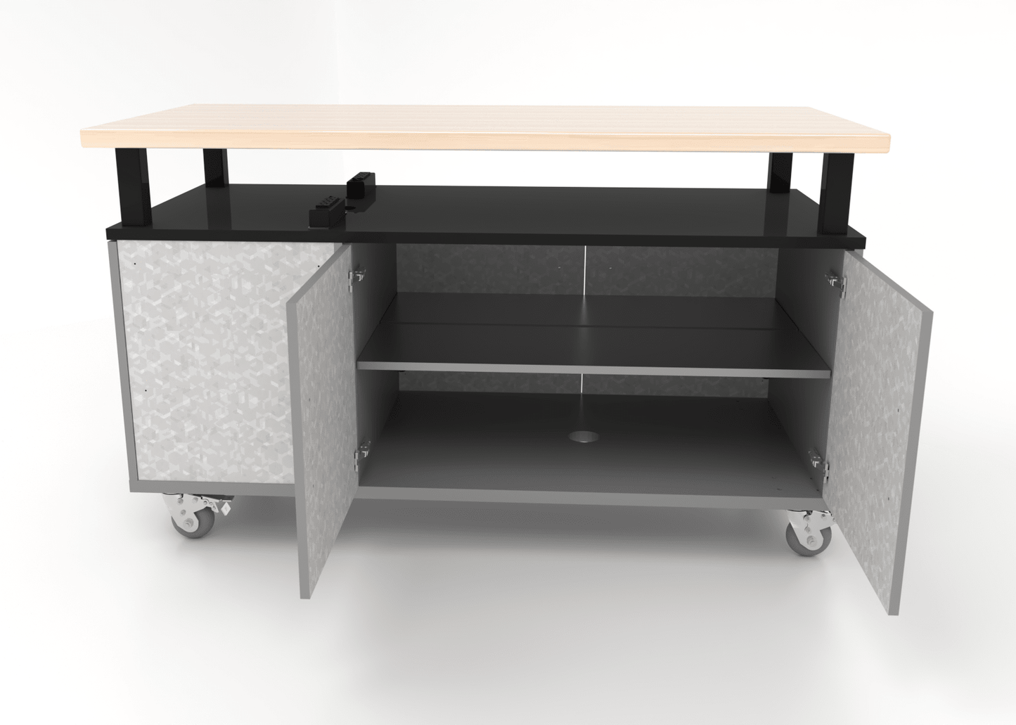 CEF Forge Durabench - Single - sided cabinet with 4 Split Shelves and Elevated Shop Top 30"W x 63"L (CEF - FORGE - DBEN - 3063 - SHV - XXX - ST) - SchoolOutlet