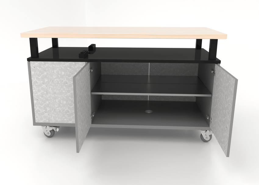 CEF Forge Durabench - Single - sided cabinet with 4 Split Shelves and Elevated Shop Top 30"W x 63"L (CEF - FORGE - DBEN - 3063 - SHV - XXX - ST) - SchoolOutlet