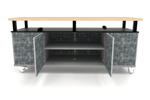 CEF Forge Durabench - Double - sided cabinet with 8 Gratnells trays per side and Elevated Shop Top 30