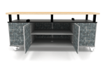 CEF Forge Durabench - Double - sided cabinet with 8 Gratnells trays in one side and 4 Split Shelves on the other side, Elevated Shop Top 30