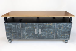 CEF Forge Durabench - Double-sided cabinet with 4 Split Shelves on each side and Elevated Shop Top 30"W x 82"L (CEF-FORGE-DBEN-3082-SHV-SHV-XXX-ST)