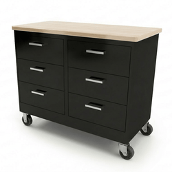 CEF Forge 2-Pod Mobile Workstation – Heavy Duty Black Metal Cabinet with 6 Deep Drawers Base (CEF-FORGE-FP-2CS-3D-3D)