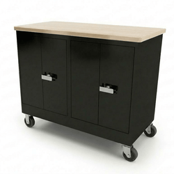 CEF Forge 2-Pod Mobile Workstation – Heavy Duty Black Metal Cabinet with Dual Double-Door Cabinets Base (CEF-FORGE-FP-2CS-DD-DD)