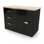 CEF Forge 2 - Pod Stationary Workstation – Heavy Duty Black Metal Cabinet with 3 Deep Drawers & Double - Door Cabinet Base (CEF - FORGE - FP - 2EB - 3D - DD) - SchoolOutlet