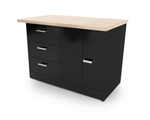 CEF Forge 2 - Pod Stationary Workstation – Heavy Duty Black Metal Cabinet with 3 Deep Drawers & Double - Door Cabinet Base (CEF - FORGE - FP - 2EB - 3D - DD) - SchoolOutlet