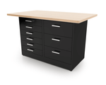 CEF Forge 2 - Pod Stationary Workstation – Heavy Duty Black Metal Cabinet with 6 Narrow Drawers & 3 Deep Drawers Base (CEF - FORGE - FP - 2EB - 6D - 3D) - SchoolOutlet